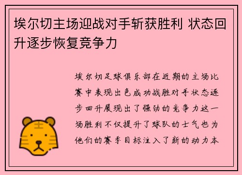 埃尔切主场迎战对手斩获胜利 状态回升逐步恢复竞争力